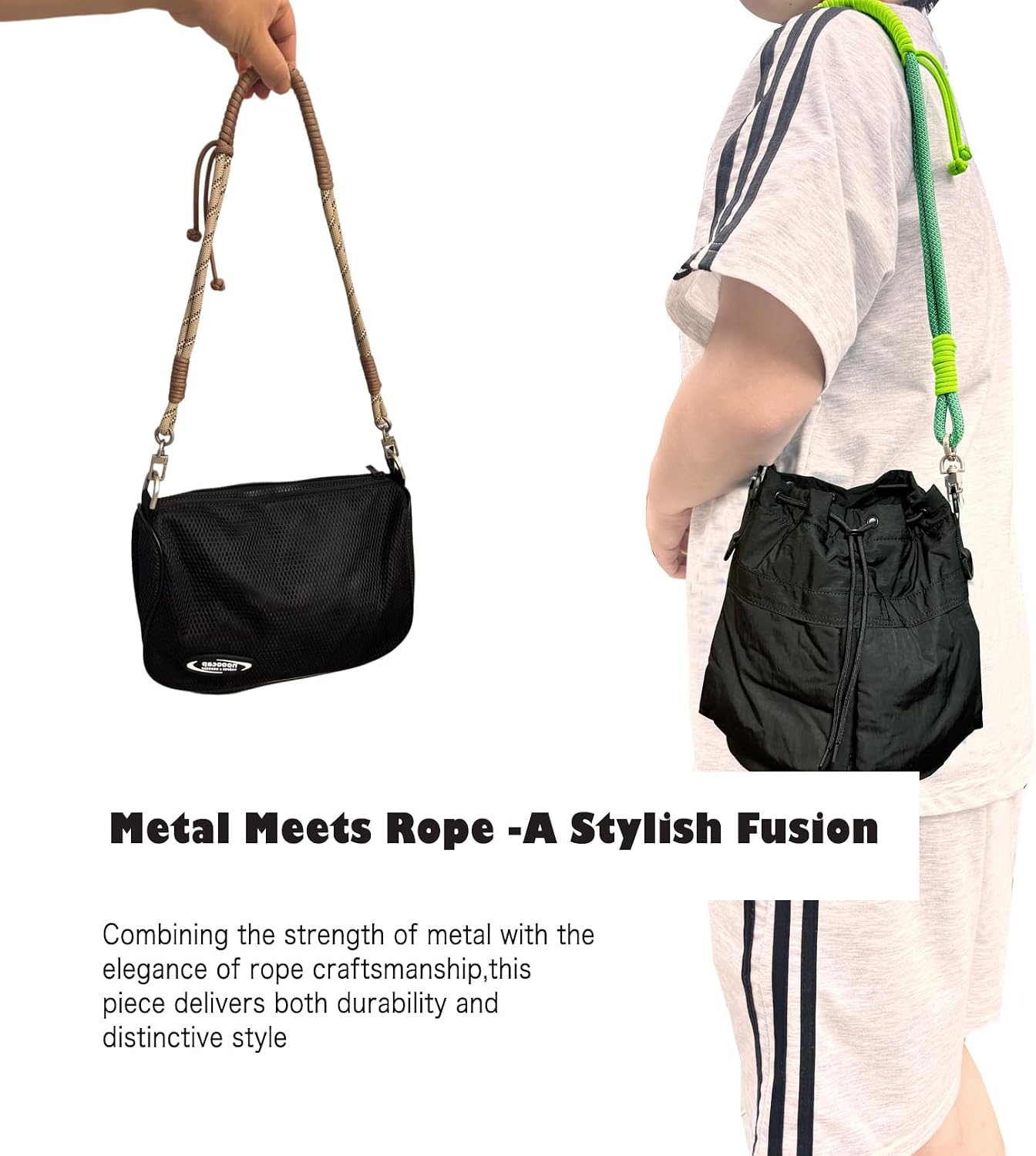 Braided Paracord Handbag Strap in Rope Finish