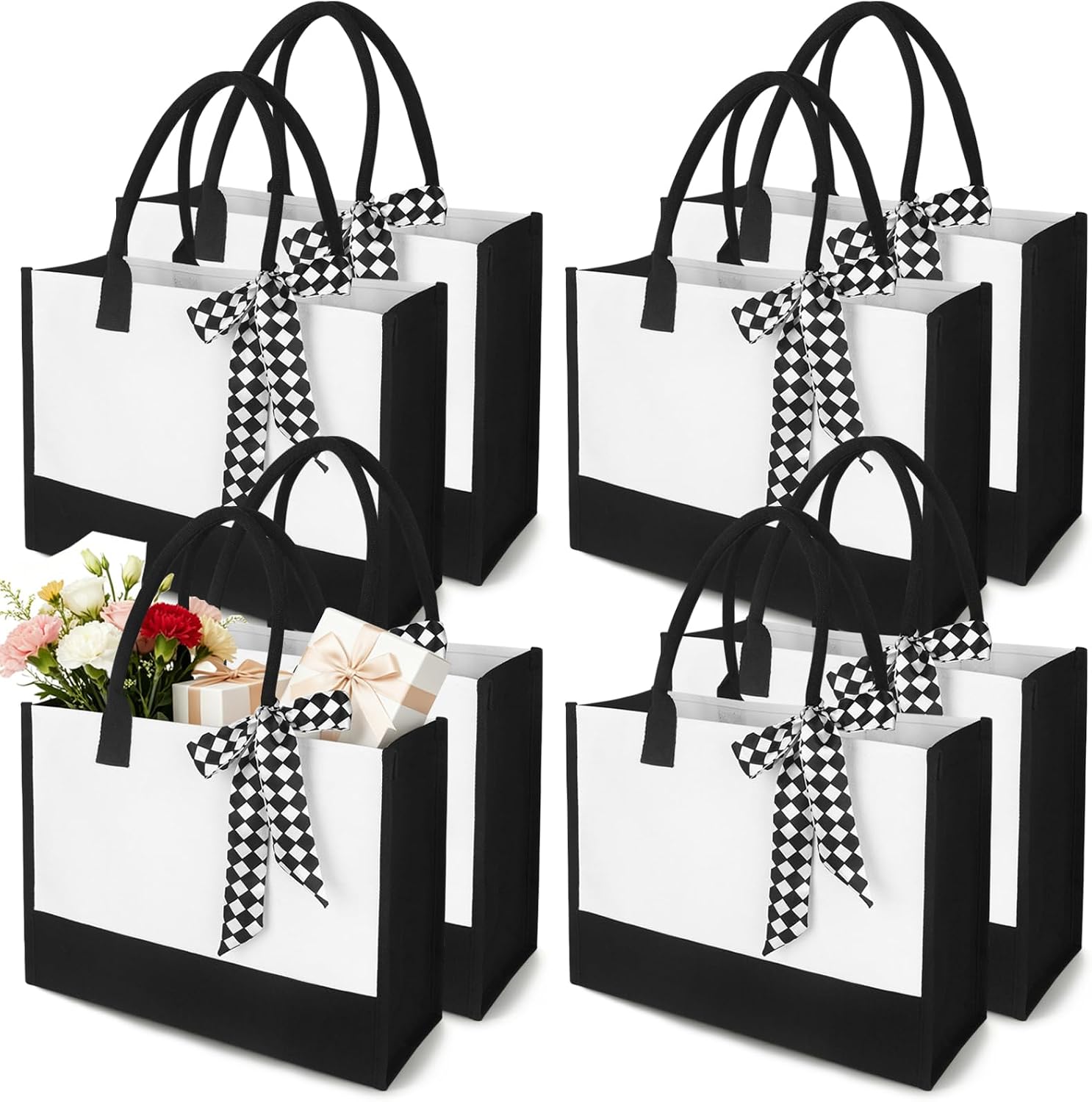 Waterproof Canvas Totes with Ribbon Handles, 15.35 x 6 x 12 Inch